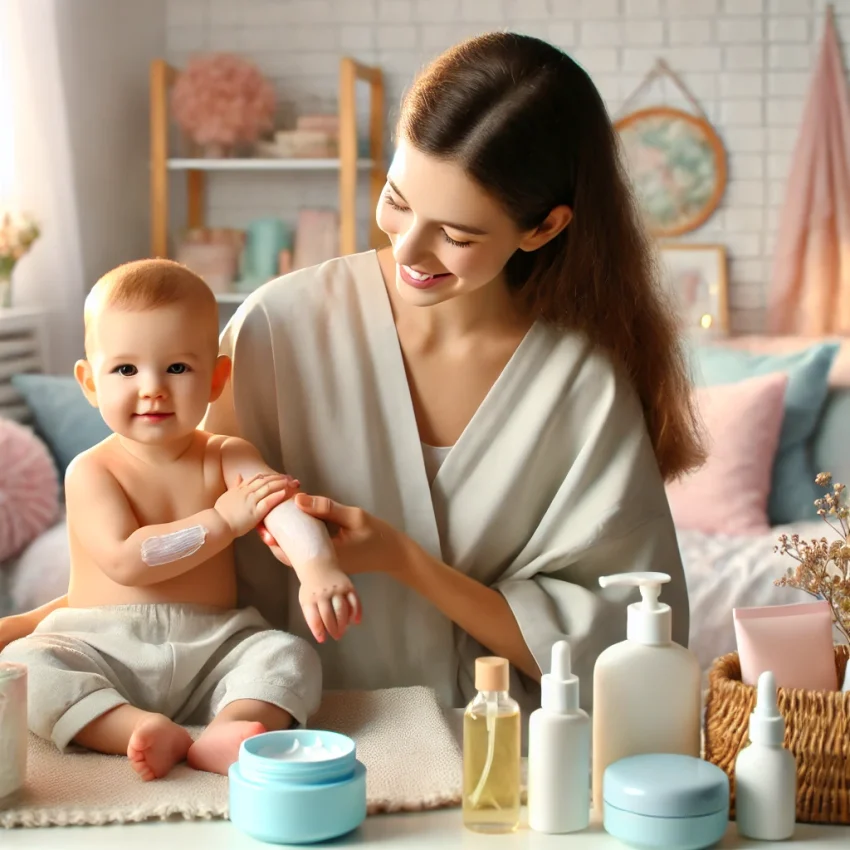 Mom and Baby having quality time together while doing skincare