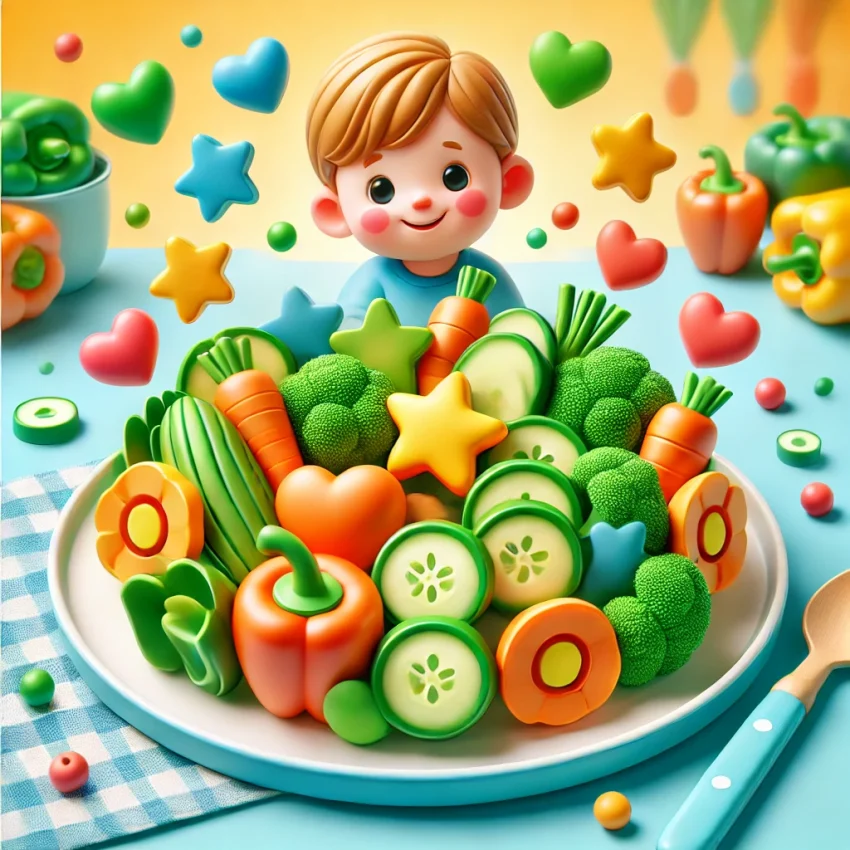 Vibrant 3D illustration is perfect for the article on "Vegetables for Kids."