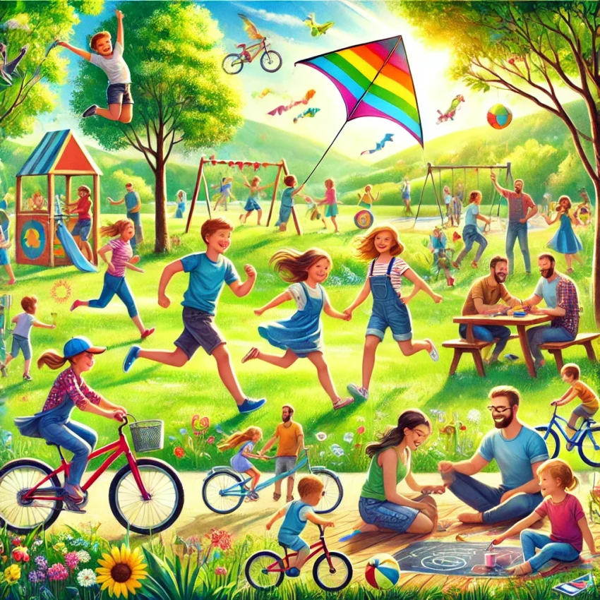 A colorful display of kids outdor activities